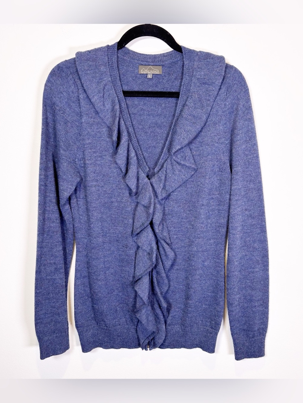 Classic Alpaca Ruffle Zip Front Sweater